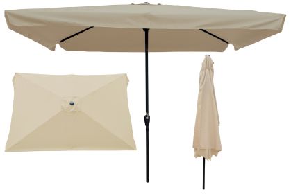 10 x 6.5ft Rectangular Patio Umbrella Outdoor Market Umbrellas with Crank and Push Button Tilt for Garden Swimming Pool