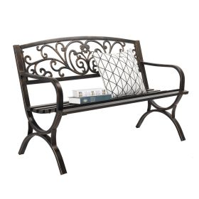 50 Inch Butterfly Back Cross Legged Antique Bronze Iron Bench