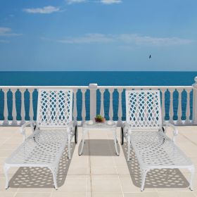 Adjustable Backrest White Courtyard Cast Aluminum Bed