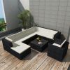 9 Piece Garden Lounge Set with Cushions Poly Rattan Black