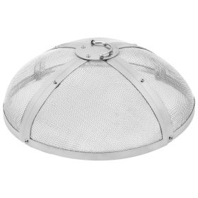 VEVOR Fire Pit Spark Screen Round 20", Reinforced Heavy Duty Steel Metal Cover, Outdoor Firepit Lid, Easy-Opening Top Screen Covers Round with Ring Ha