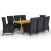9 Piece Patio Dining Set Black
