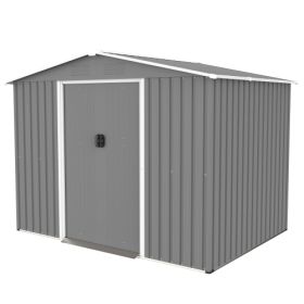 10X8 FT Outdoor Tool Storage Shed With Metal Foundation & Lockable Doors, All Weather Metal Sheds For Garden, Patio, Backyard, Lawn, Gray