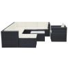 9 Piece Garden Lounge Set with Cushions Poly Rattan Black