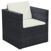9 Piece Garden Lounge Set with Cushions Poly Rattan Black