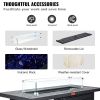 VEVOR Gas Fire Pit Table, 54 In 50000 BTU, Propane Outdoor Wicker Patio fire Pits with Carbon Steel Tabletop, Lava Rock, Glass Wind Guard, Cover, Add