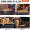 VEVOR Gas Fire Pit Table, 54 In 50000 BTU, Propane Outdoor Wicker Patio fire Pits with Carbon Steel Tabletop, Lava Rock, Glass Wind Guard, Cover, Add