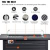 VEVOR Gas Fire Pit Table, 54 In 50000 BTU, Propane Outdoor Wicker Patio fire Pits with Carbon Steel Tabletop, Lava Rock, Glass Wind Guard, Cover, Add