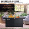 VEVOR Gas Fire Pit Table, 54 In 50000 BTU, Propane Outdoor Wicker Patio fire Pits with Carbon Steel Tabletop, Lava Rock, Glass Wind Guard, Cover, Add