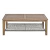 TREXM 4-Piece Rattan Outdoor Conversation Sofa Set with Wooden Coffee Table and Cushions Seating 5 People for Patio, Garden and Backyard (Grey)