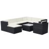 9 Piece Garden Lounge Set with Cushions Poly Rattan Black