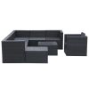 9 Piece Garden Lounge Set with Cushions Poly Rattan Black