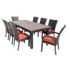Balcones 9-Piece Outdoor Dining Table Set With 8-Dining Chairs, Brown/Terracotta