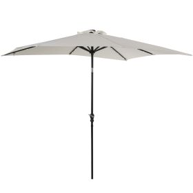 9 X 7 Ft Patio Umbrella Outdoor Table Market With Crank Solar LED Lights Tilt Button For Deck Pool White