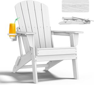 HDPE Folding Adirondack Chairs With Cup Holder (Option: White-2pack)