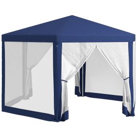Outsunny 13' X 11' Outdoor Party Tent, Hexagon Sun Shade Shelter Canopy With Protective Mesh Screen (Color: Blue)