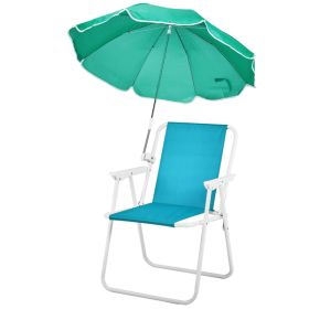 Folding Beach Chair With Umbrella For Adults, Lightweight Porable Camping Chair With 265lbs Capacity For Travel Picnic Concert & Outdoor Activities (Option: Mint Green)