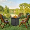 28-Inch Fire Table,50000 BTU Gas Firepit with Volcanic Stone Black